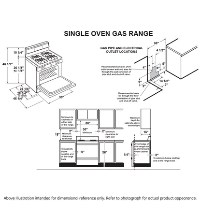 GE JGBS10DEMBB 30" Free-Standing Front Control Gas Range