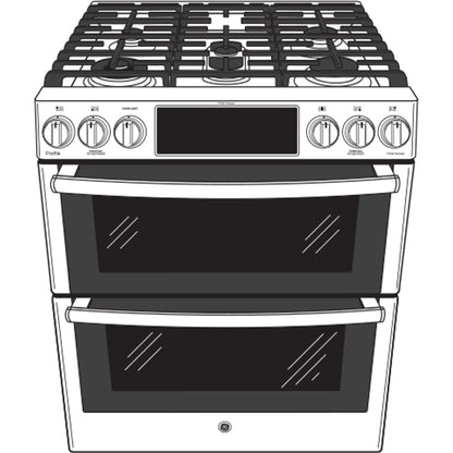 GE Profile PGS960YPFS  30" Smart Slide-In Front-Control Gas Double Oven Convection Fingerprint Resistant Range