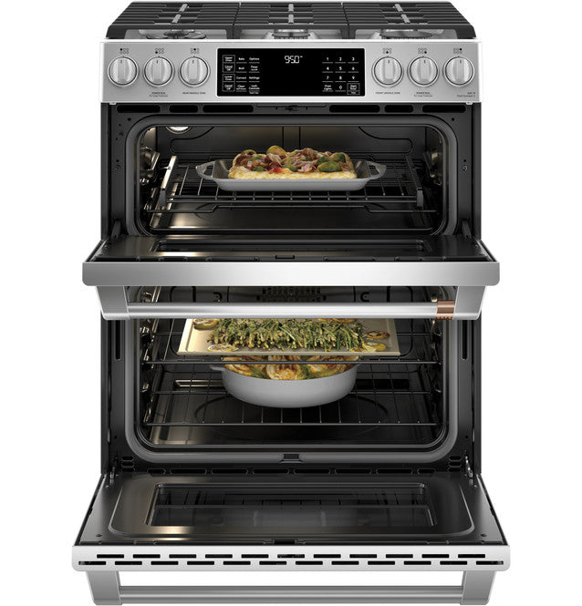 Cafe C2S950P2MS1 30" Smart Slide-In, Front-Control, Dual-Fuel, Double-Oven Range with Convection