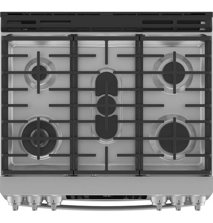 GE Profile PGS960YPFS  30" Smart Slide-In Front-Control Gas Double Oven Convection Fingerprint Resistant Range