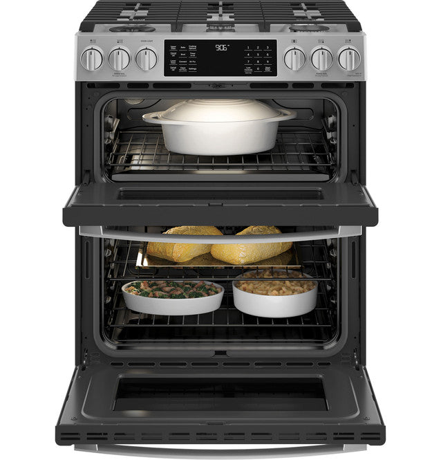 GE Profile PGS960YPFS  30" Smart Slide-In Front-Control Gas Double Oven Convection Fingerprint Resistant Range