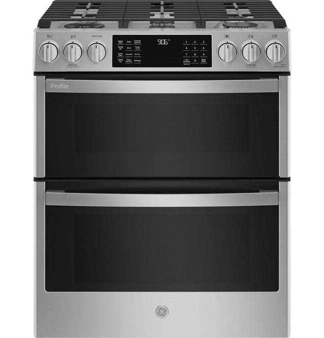 GE Profile PGS960YPFS  30" Smart Slide-In Front-Control Gas Double Oven Convection Fingerprint Resistant Range