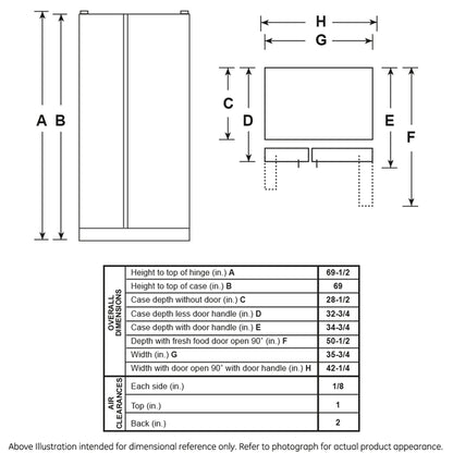 GE GSS25IYNFS 25.1 Cu. Ft. Fingerprint Resistant Side-By-Side Refrigerator