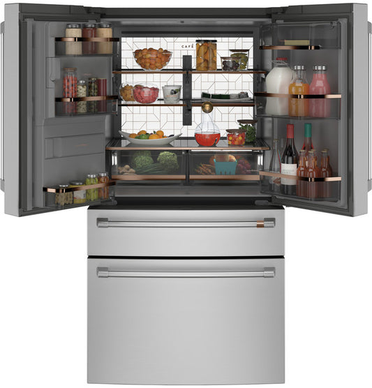 Cafe CXE22DP2PS1 ENERGY STAR 22.3 Cu. Ft. Smart Counter-Depth 4-Door French-Door Refrigerator