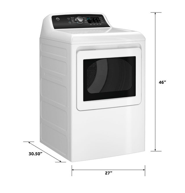 GE GTD58EBSVWS 7.4 cu. ft. Capacity Electric Dryer with Up To 120 ft. Venting and Sensor Dry