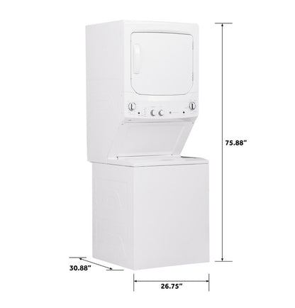 GE GUD27ESSMWW Unitized Spacemaker 3.8 cu. ft. Capacity Washer with Stainless Steel Basket and 5.9 cu. ft. Capacity Electric Dryer