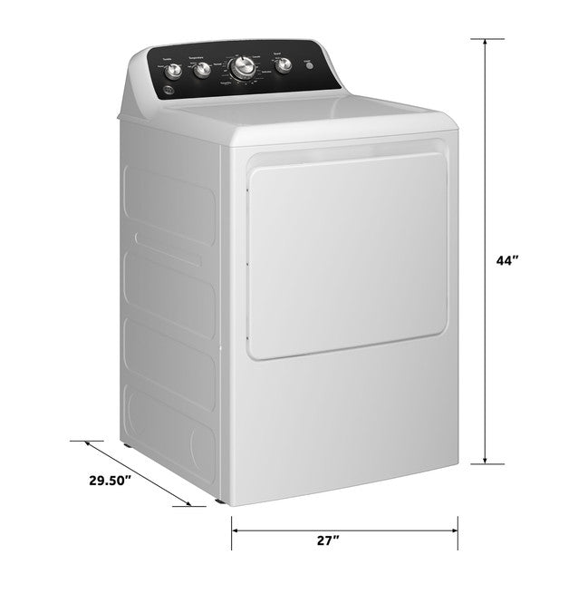 GE GTD48EASWWB 7.2 cu. ft. Capacity Electric Dryer with Up To 120 ft. Venting and Extended Tumble